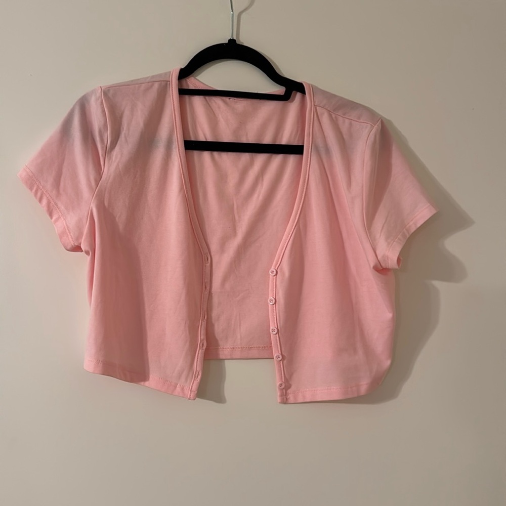 Pink Cropped Cardigan - Picture 2 of 5